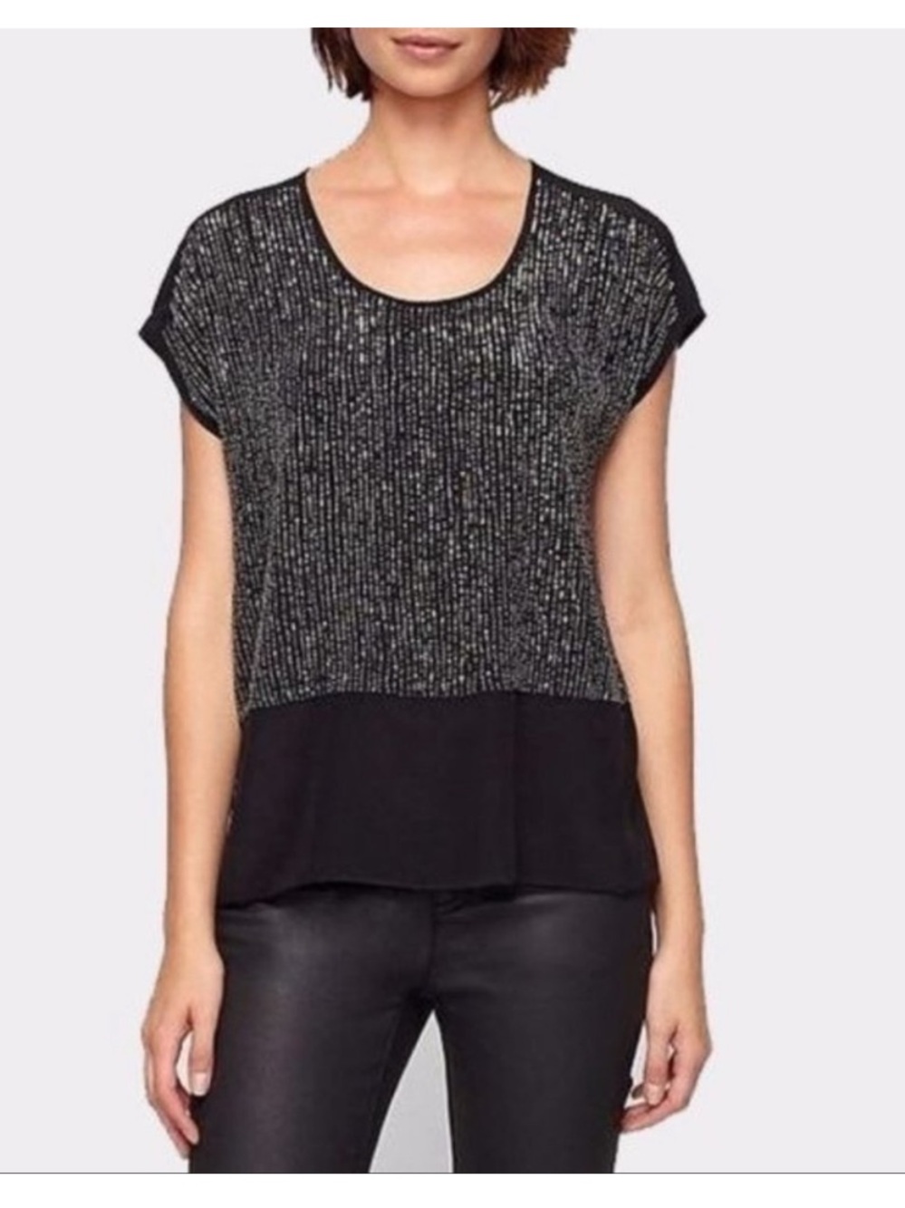Eileen Fisher Silk Shirt w/ Silver Beads - Small